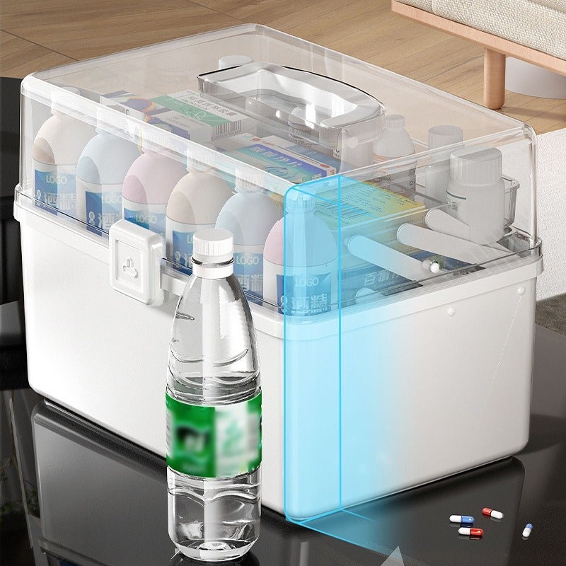 Large-Capacity Household Food-Grade Plastic Medicine Storage Box Multi-Layer Waterproof And Dustproof Extra-Large Classification Medicine Box Medicine Box - Image 5